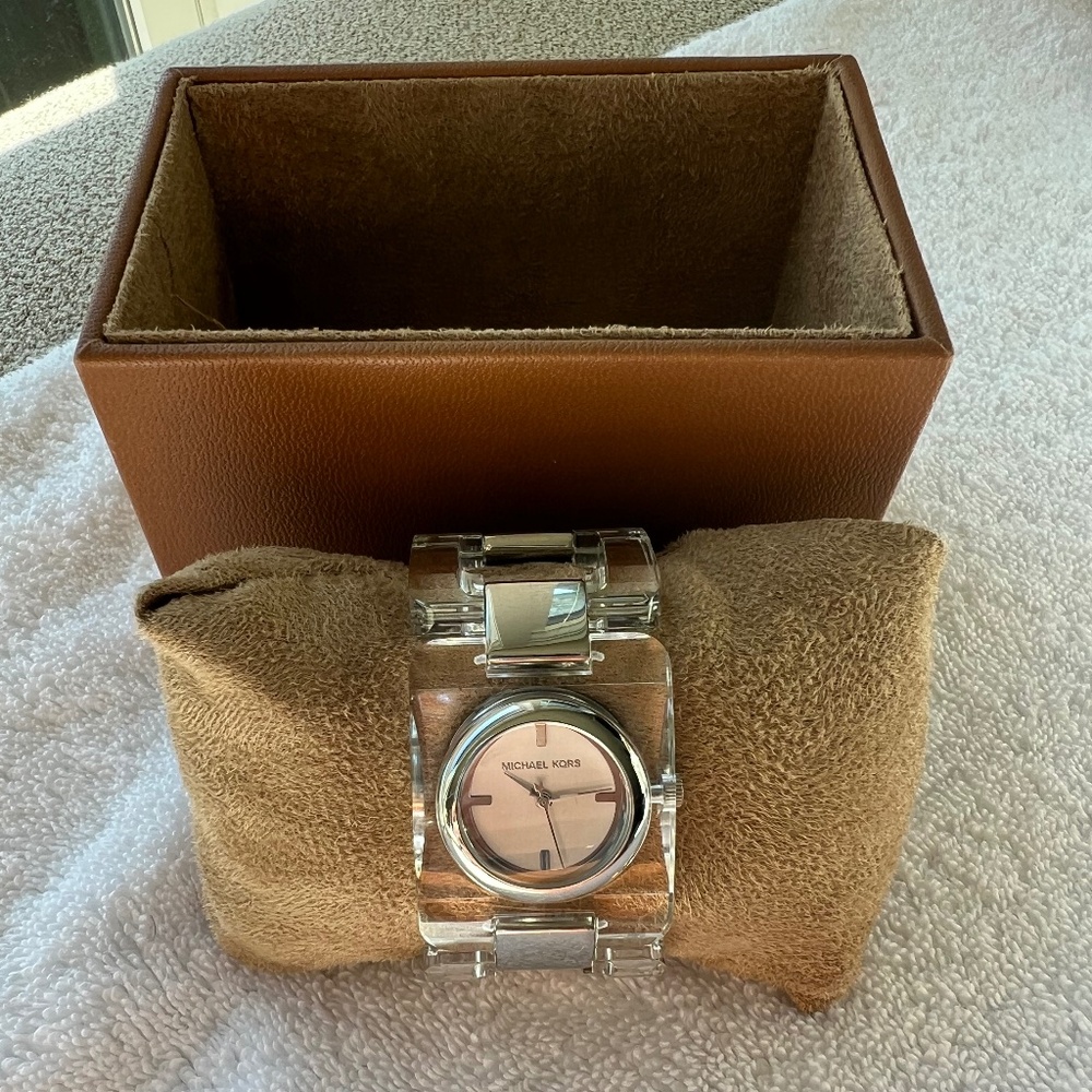 Michael Kors Clear Silver Transparent Acetate Watch